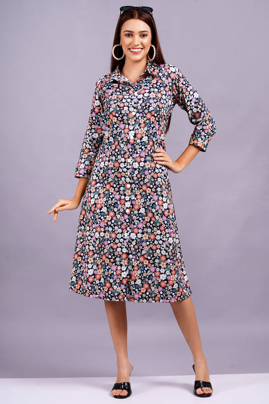 Floral Charm A-Line Dress