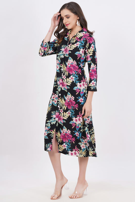 Tropical Flower A-Line Dress