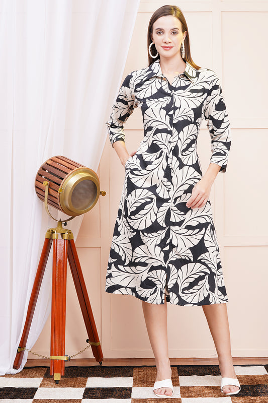 Enchanted Foliage  A Line Shirt Dress