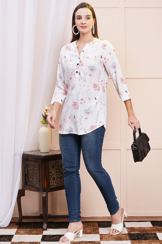 Whimsical Bloom Print Top