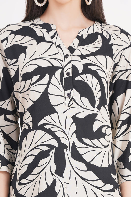 Women's Stylish Foliage Print Tunic