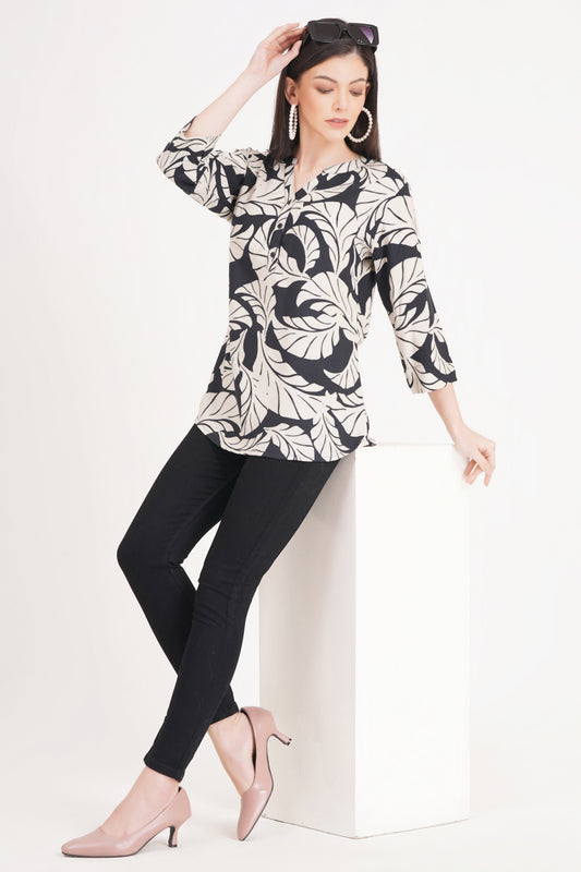 Women's Stylish Foliage Print Tunic