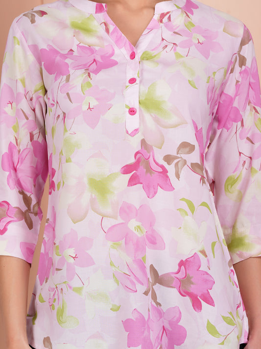 Petal Glow Print Top