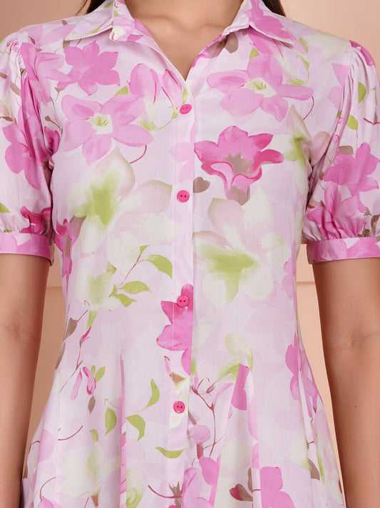 Petal Glow Short Midi Dress