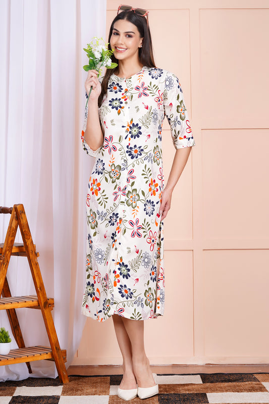 Autumn Bloom A-Line Dress