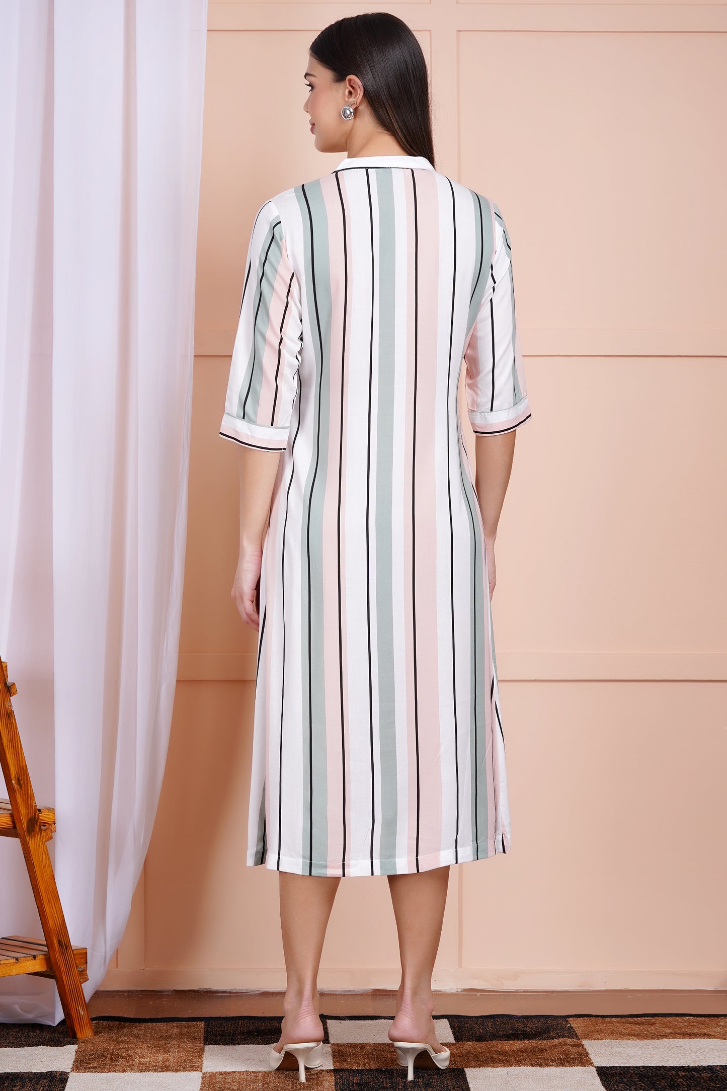 Pastel Pinstripe A-Line Dress