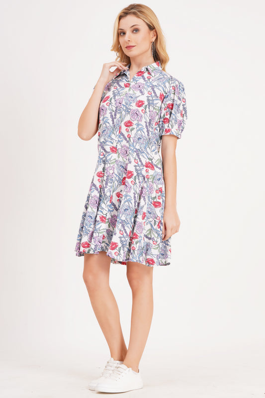 Bloom On Blue Short Dress