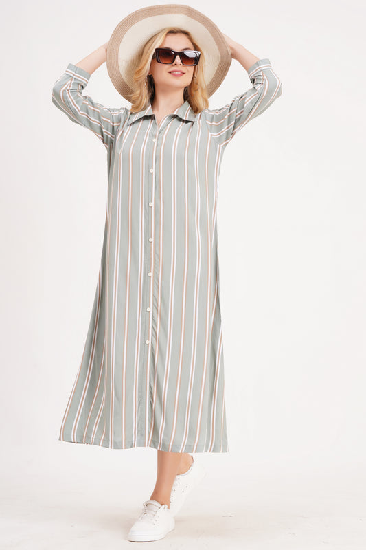 Elegant Striped A-Line Dress