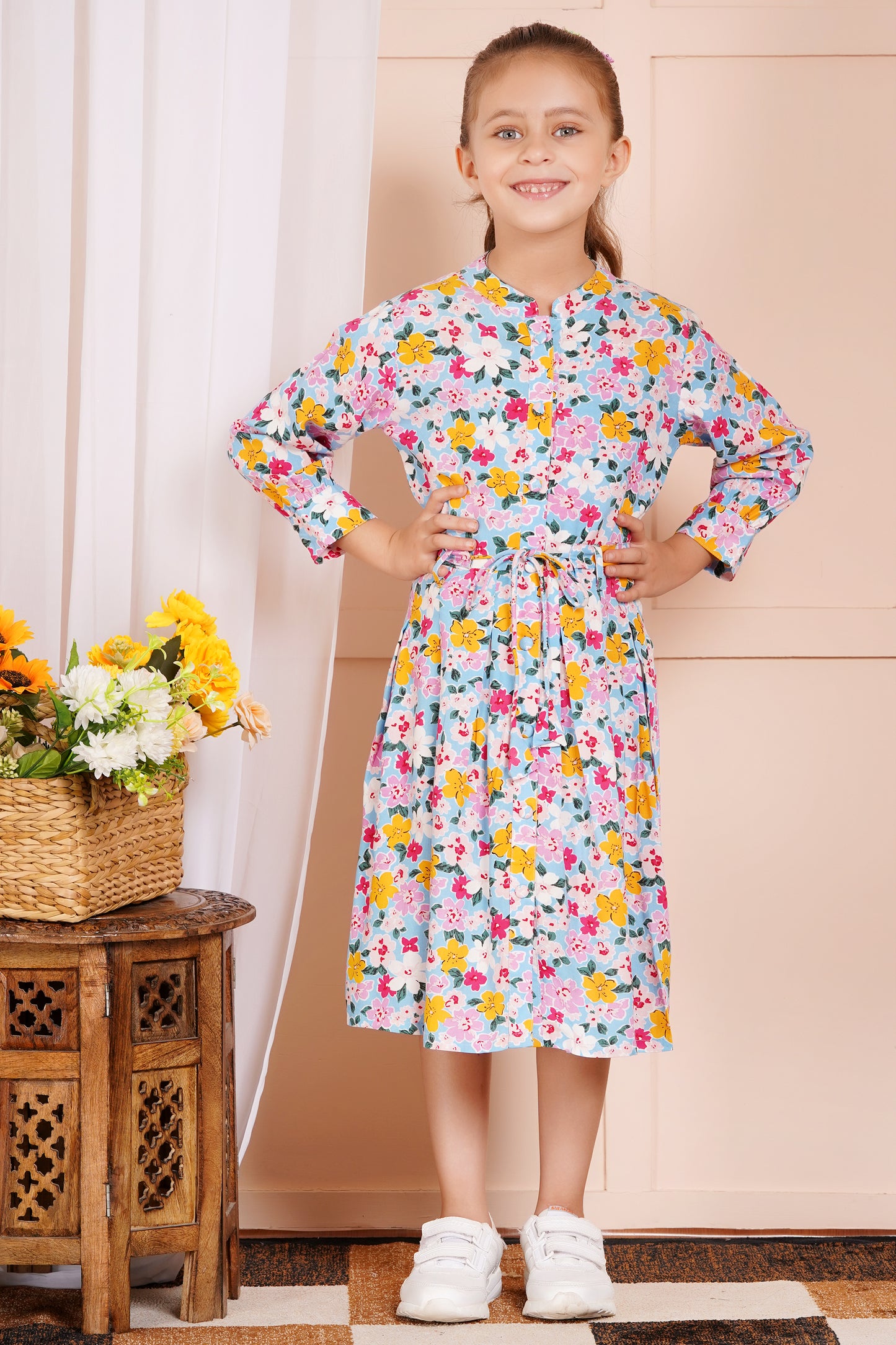 Blossom Breeze Belted Girl's Dress