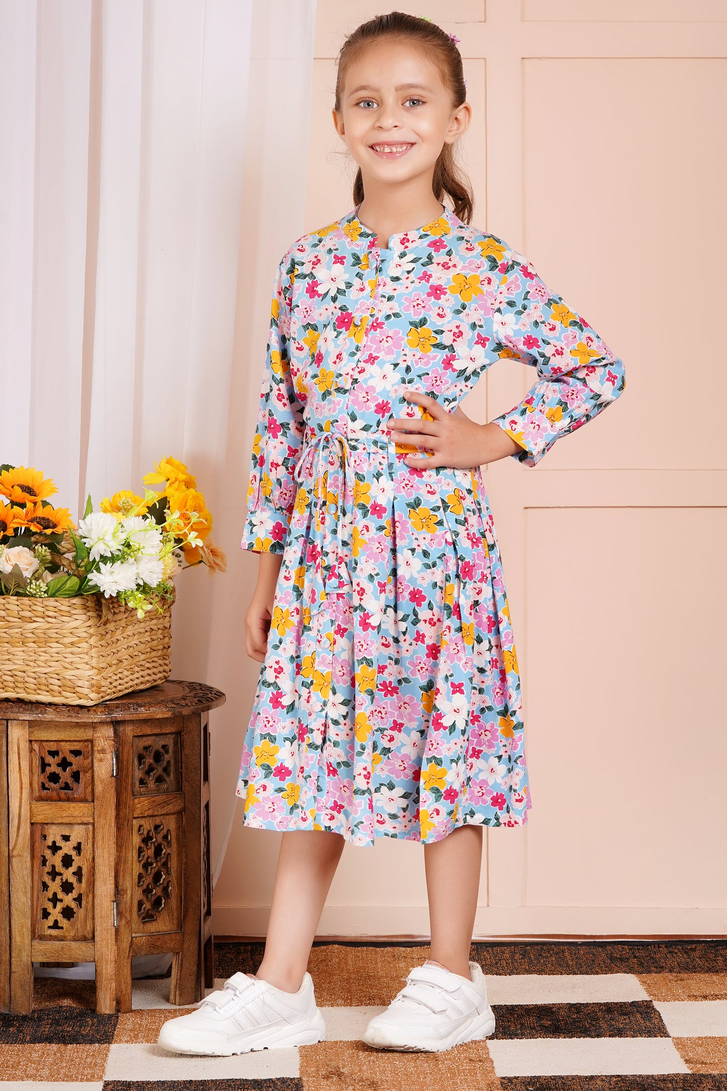 Blossom Breeze Belted Girl's Dress
