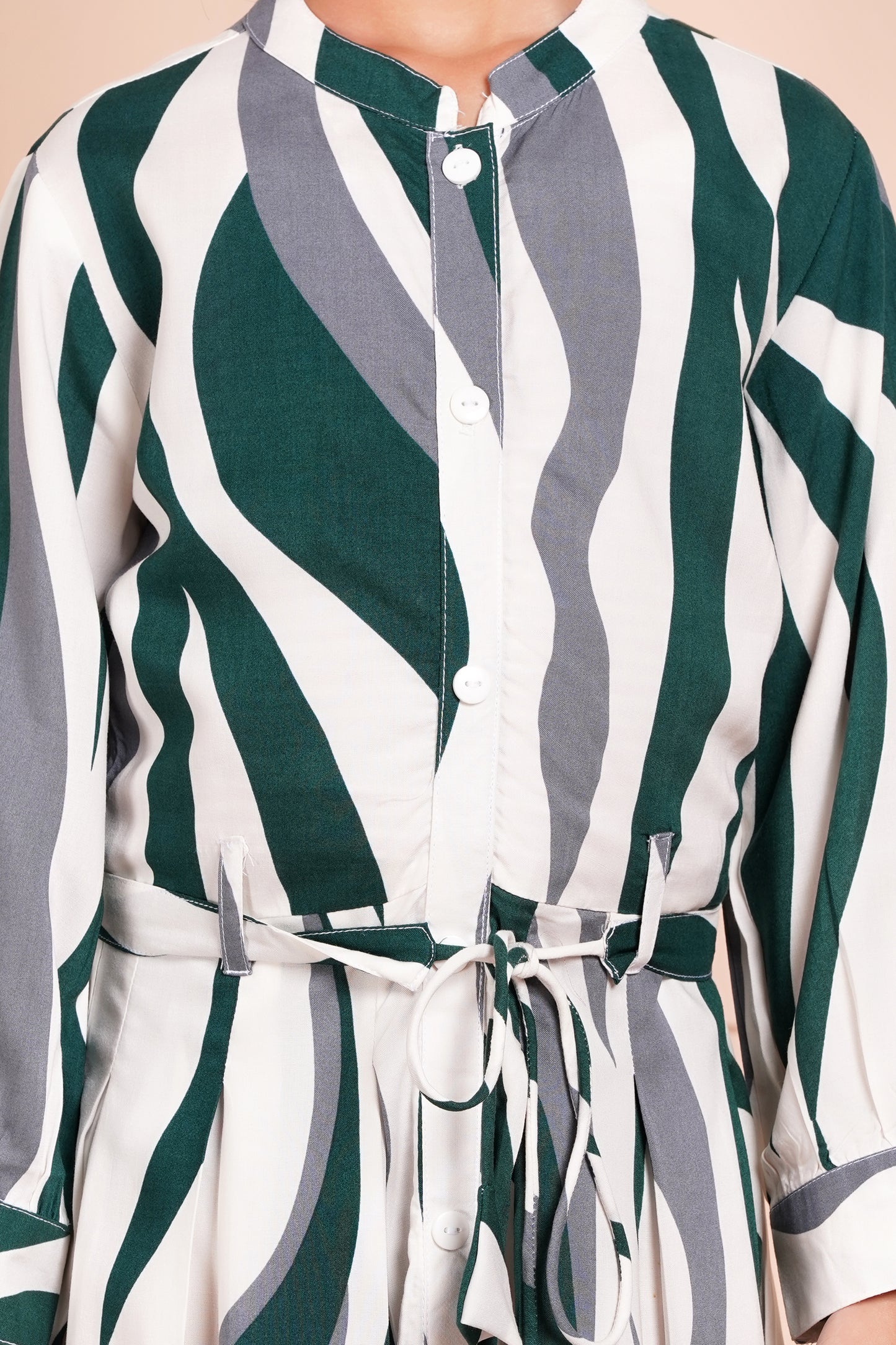 Wavy Wanderer Striped Belted Girl's Dress