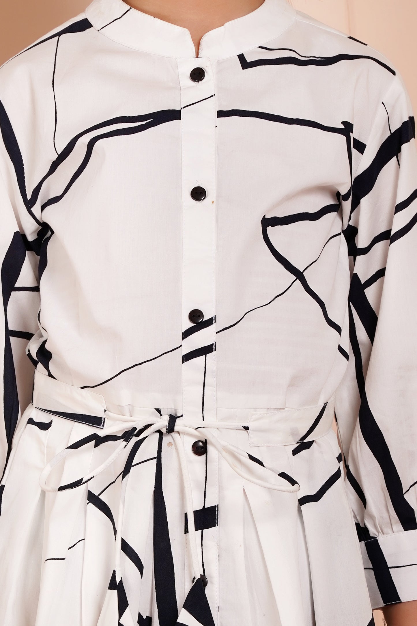 Abstract Print Belted Girl's Dress