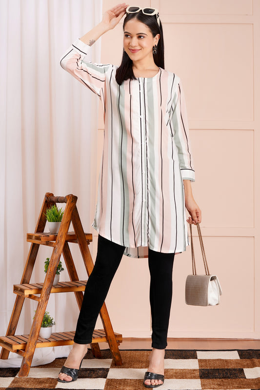 Pastel Pinstripe Short Kurti