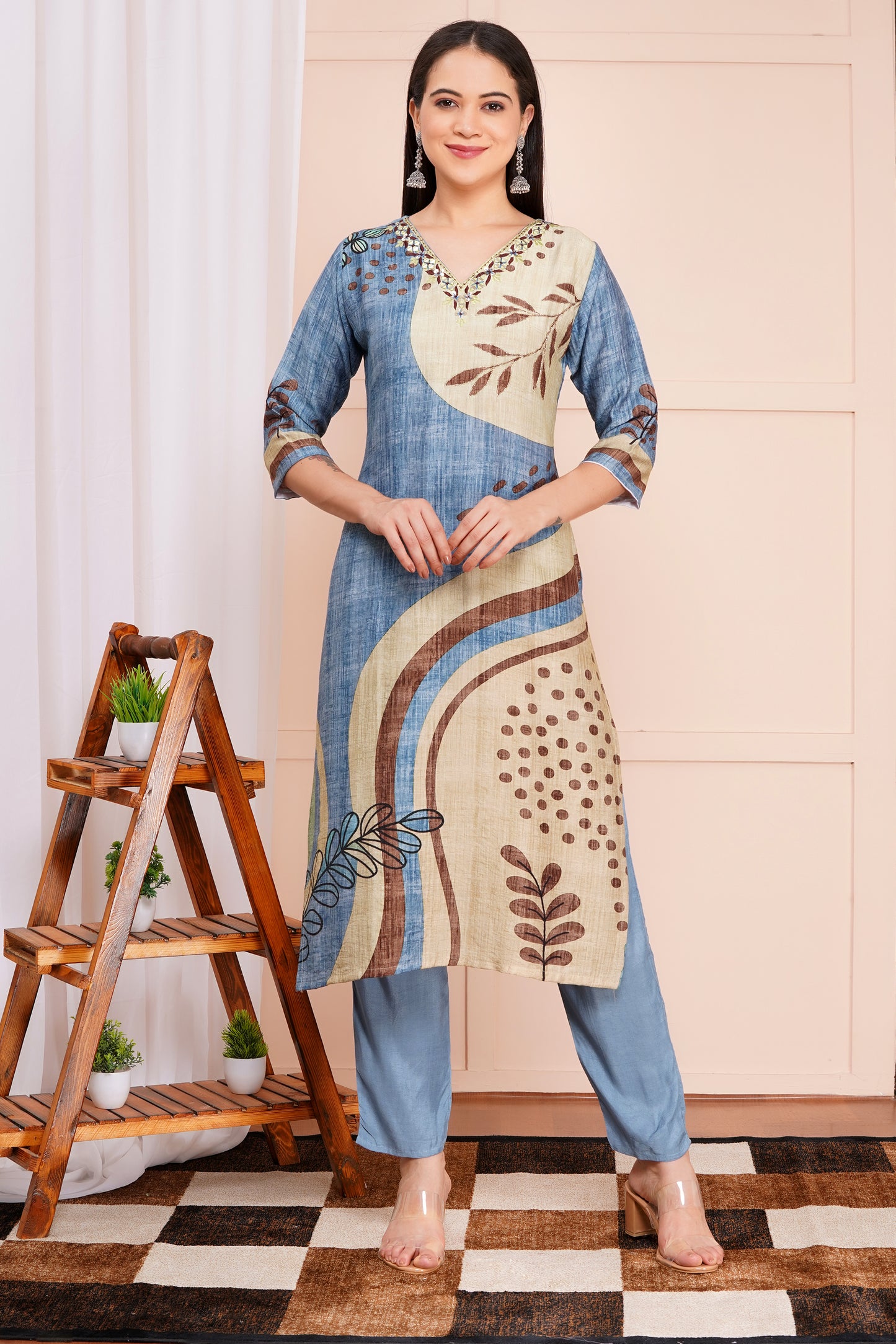 Indigo Drift Pant Set with Dupatta