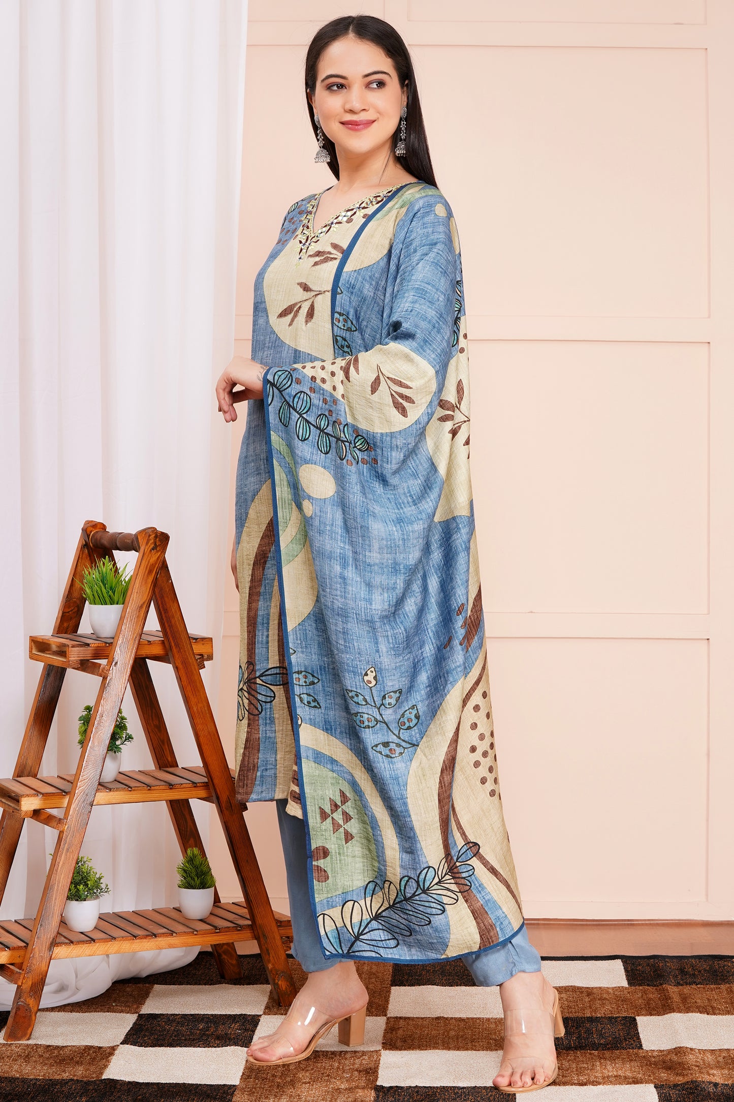 Indigo Drift Pant Set with Dupatta