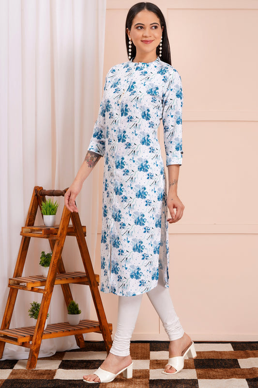 Blue Breeze Floral Printed Kurti