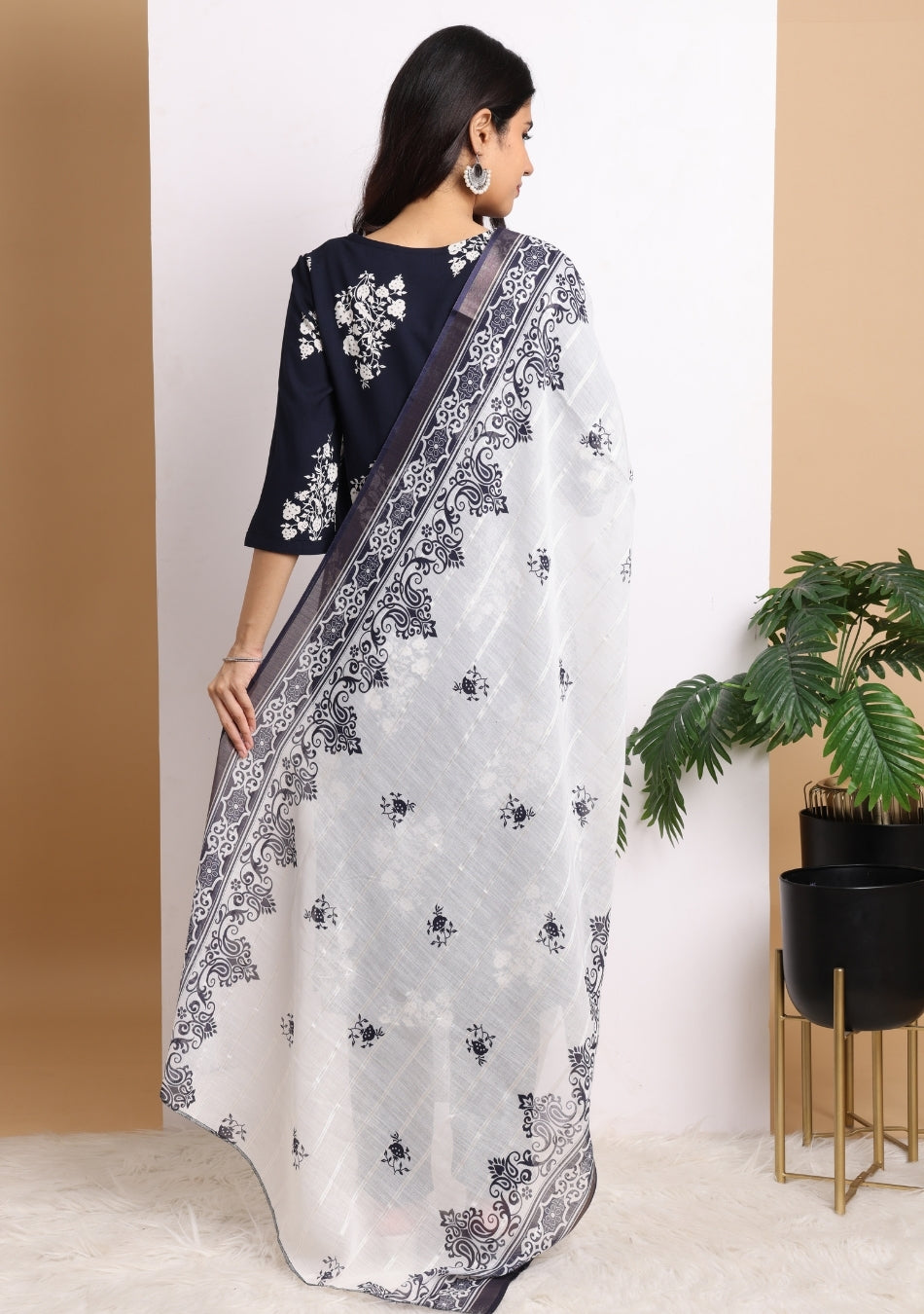 Black Blossom Ensemble Pant Set with Dupatta