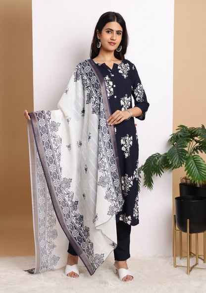 Black Blossom Ensemble Pant Set with Dupatta