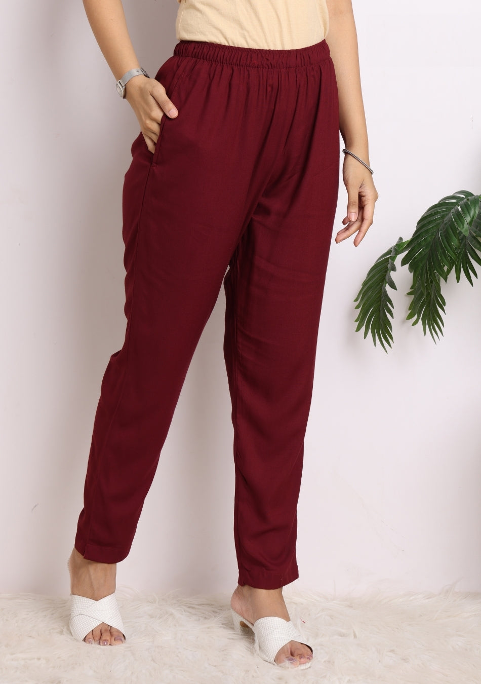 Wine Blossom Ensemble Pant Set with Dupatta
