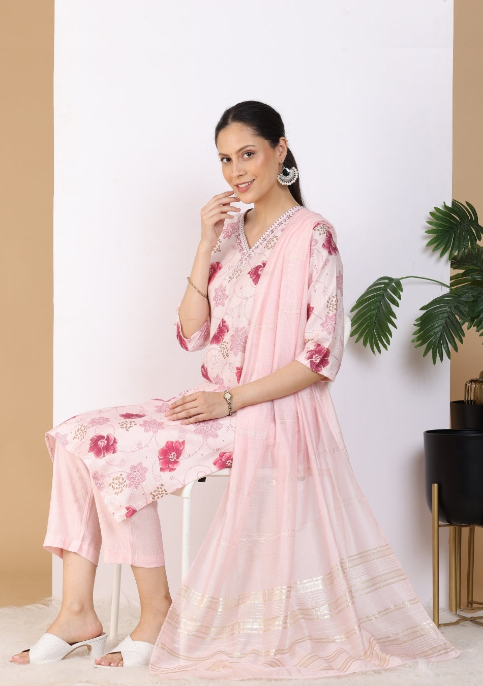 Blush Garden Pant Set with Dupatta