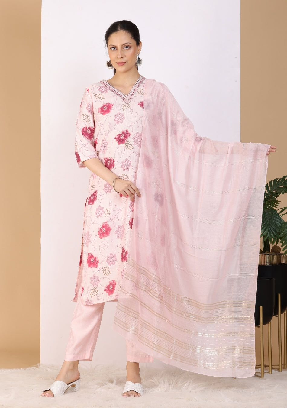 Blush Garden Pant Set with Dupatta