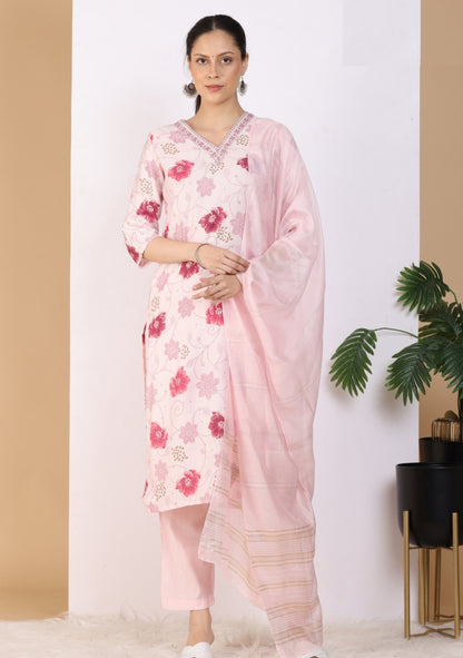 Blush Garden Pant Set with Dupatta