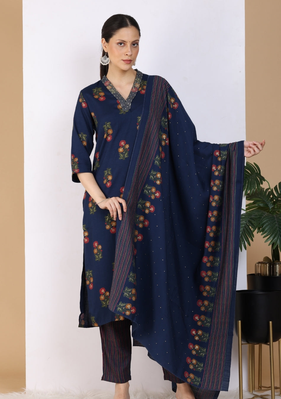 Midnight Garden Ensemble Pant Set with Dupatta