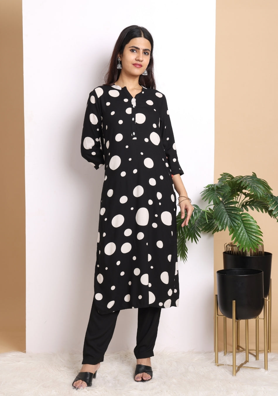 Monochrome Dot Delight Pant Set with Dupatta