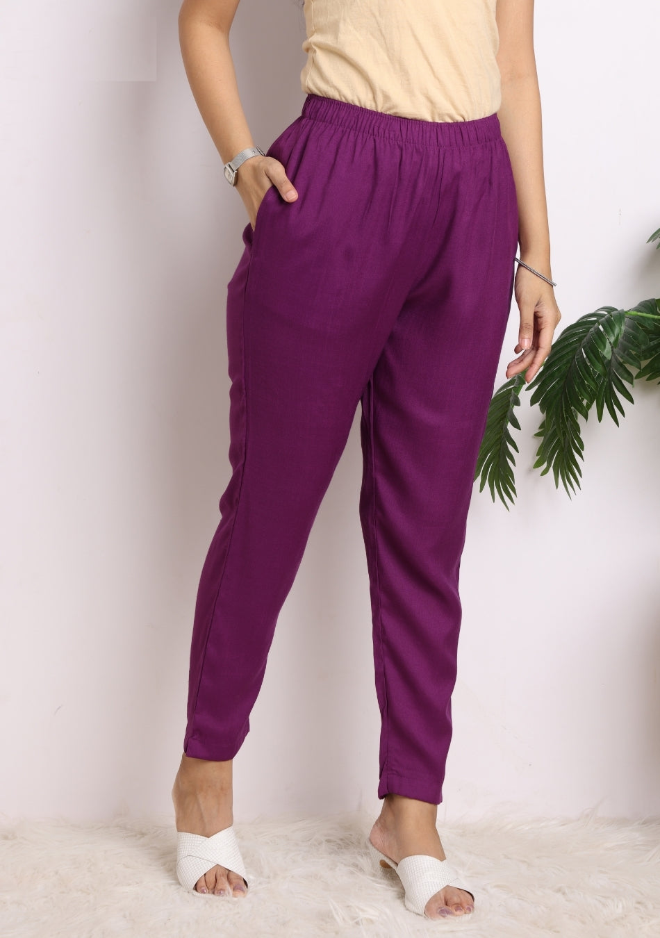 Purple Geometric Print Pant Set with Dupatta