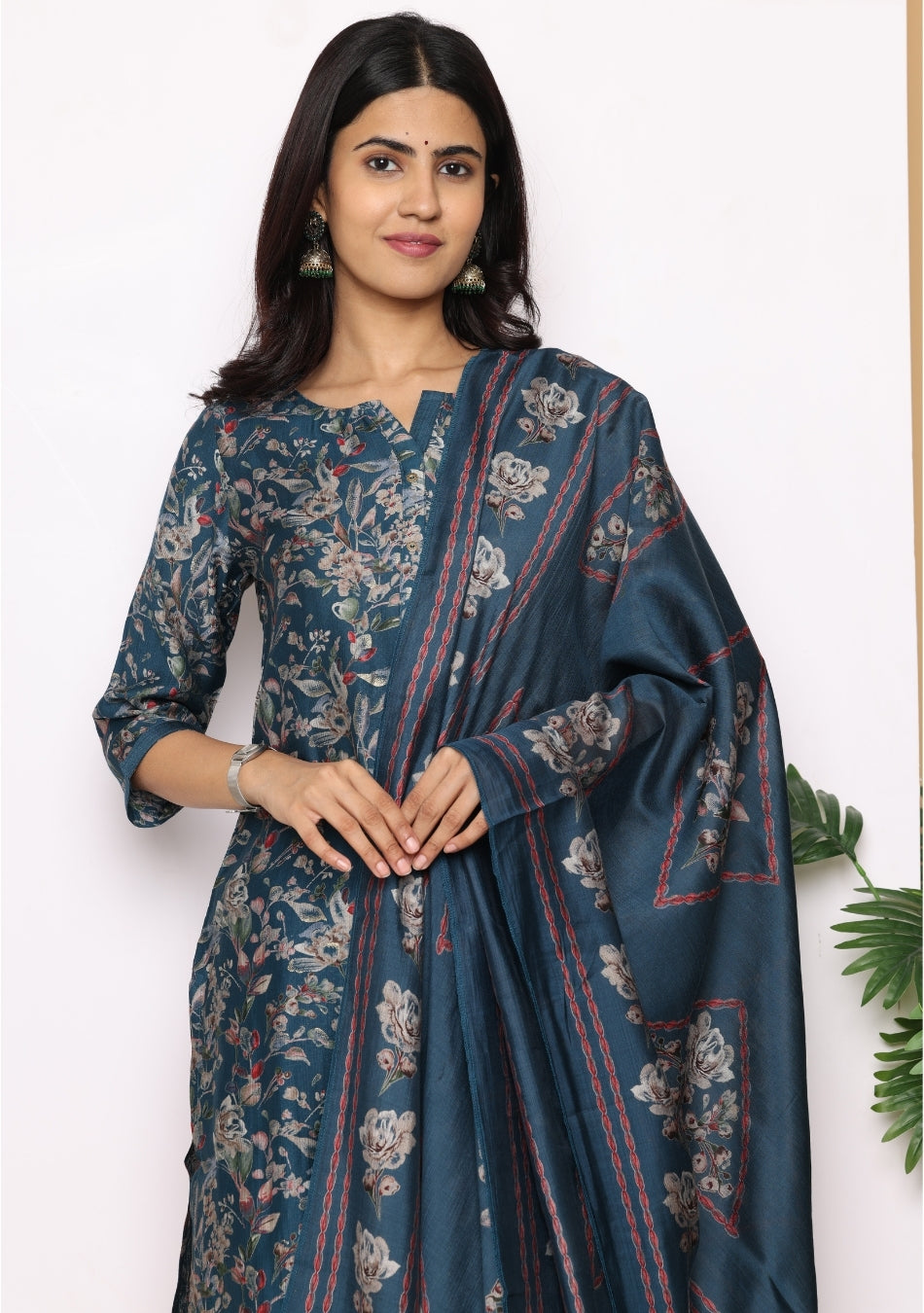 Midnight Bloom Pant Set with Dupatta