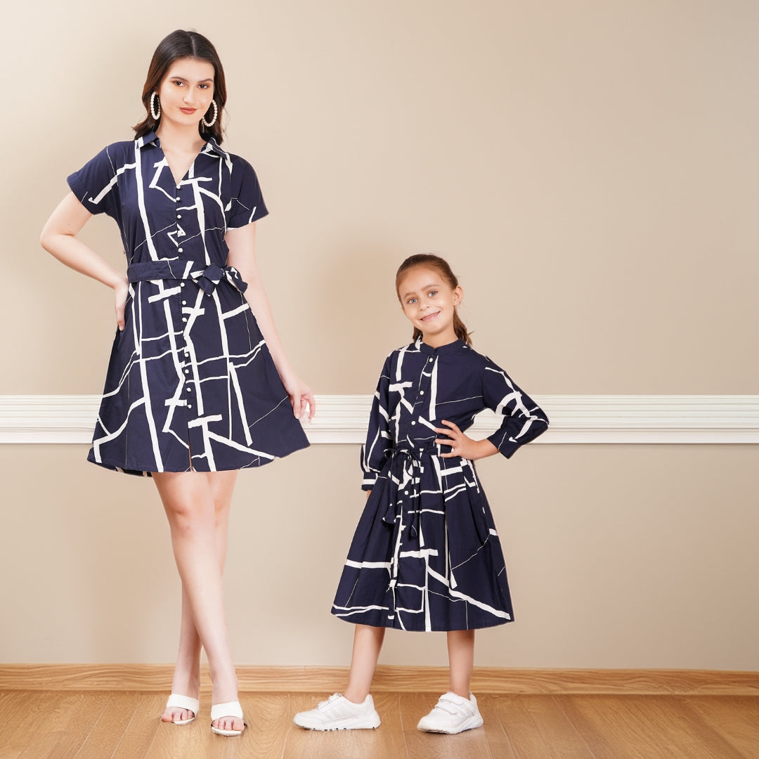 Geometric Chic Navy-Blue Combo
