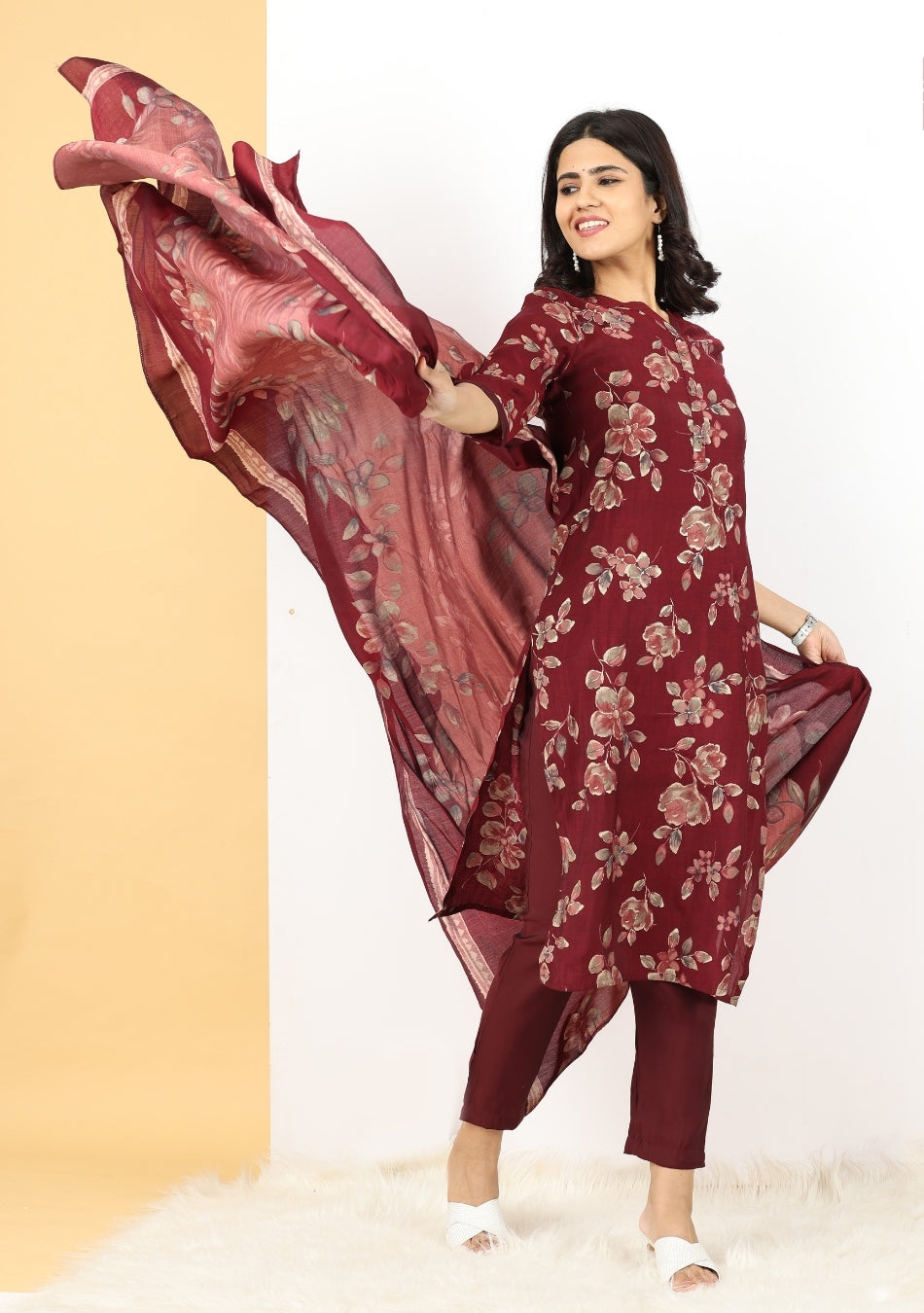 Ruby Bloom Pant Set with Dupatta