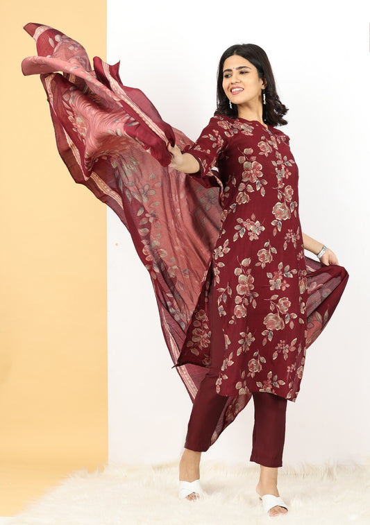 Ruby Bloom Pant Set with Dupatta