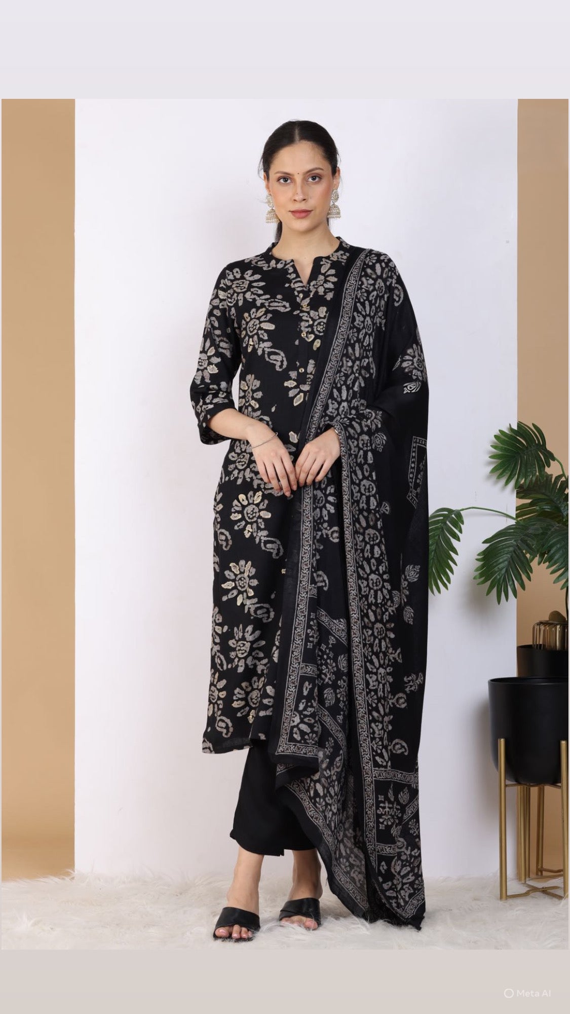 Midnight Elegance Pant Set with Dupatta