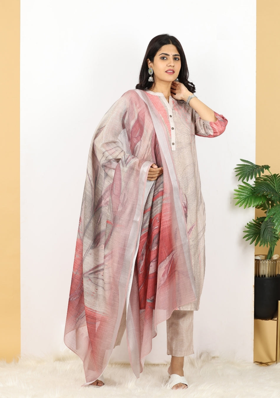 Terra Rose Ensemble Pant Set with Dupatta