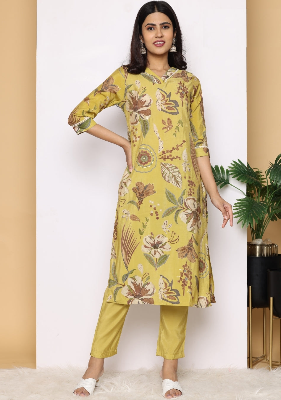 Botanical Chic Pant Set with Dupatta