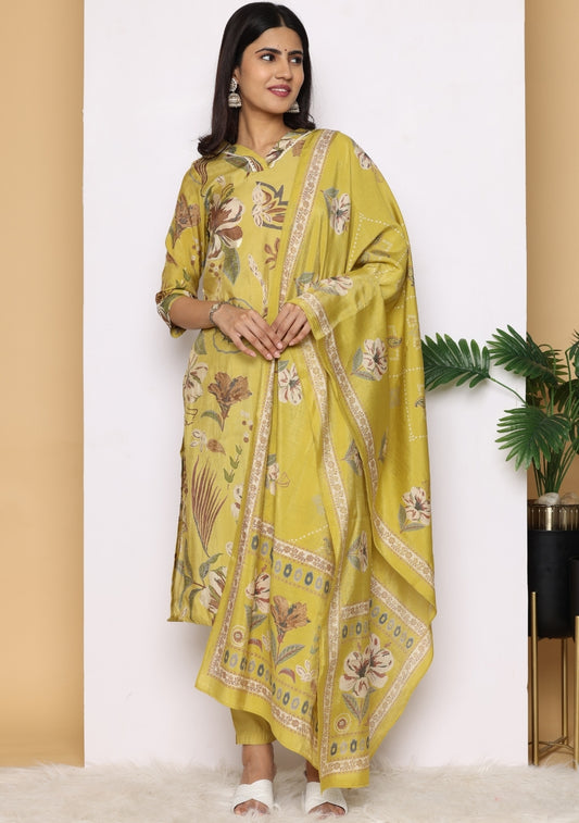 Botanical Chic Pant Set with Dupatta