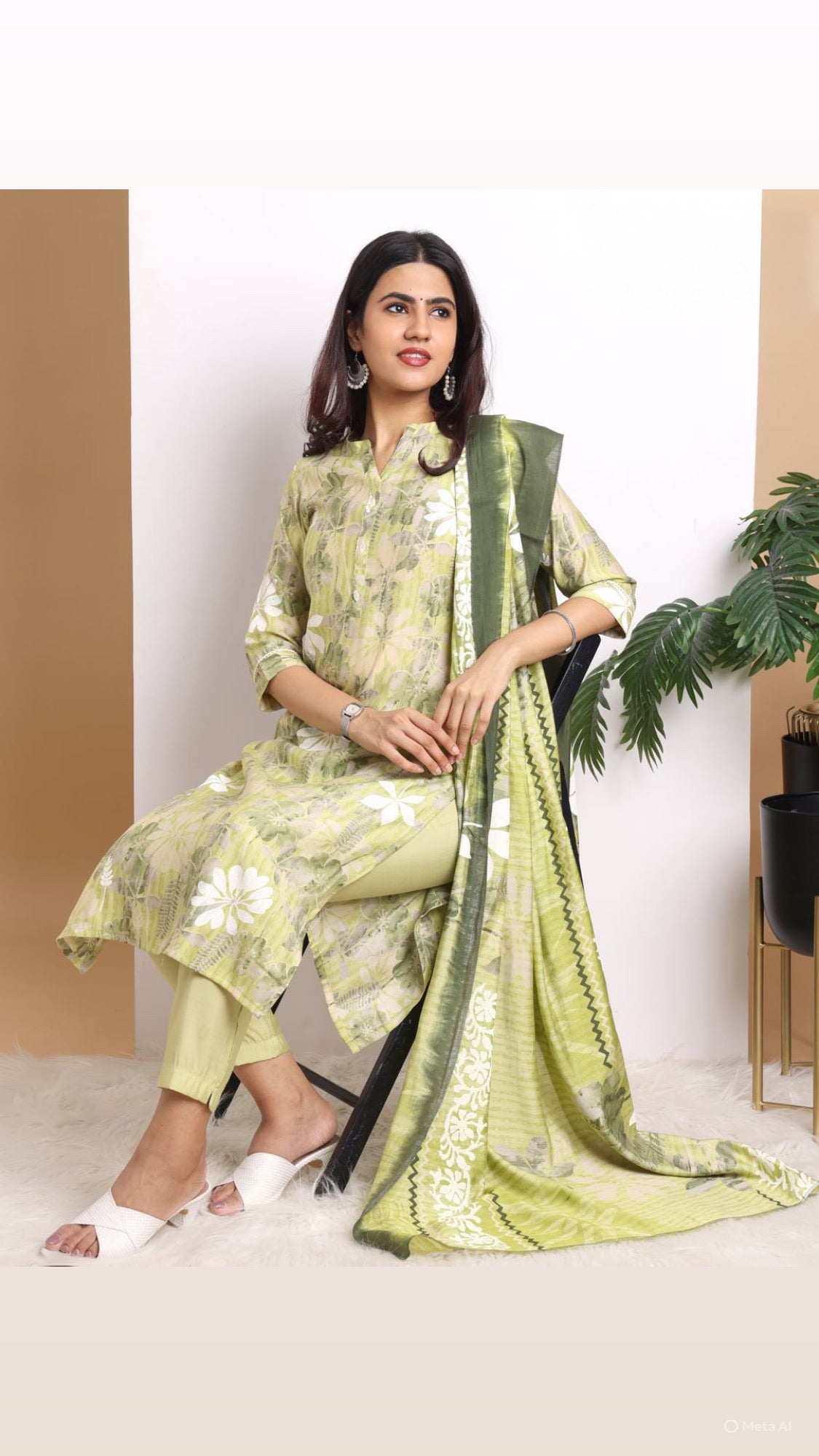 Lime Breeze Pant Set with Dupatta