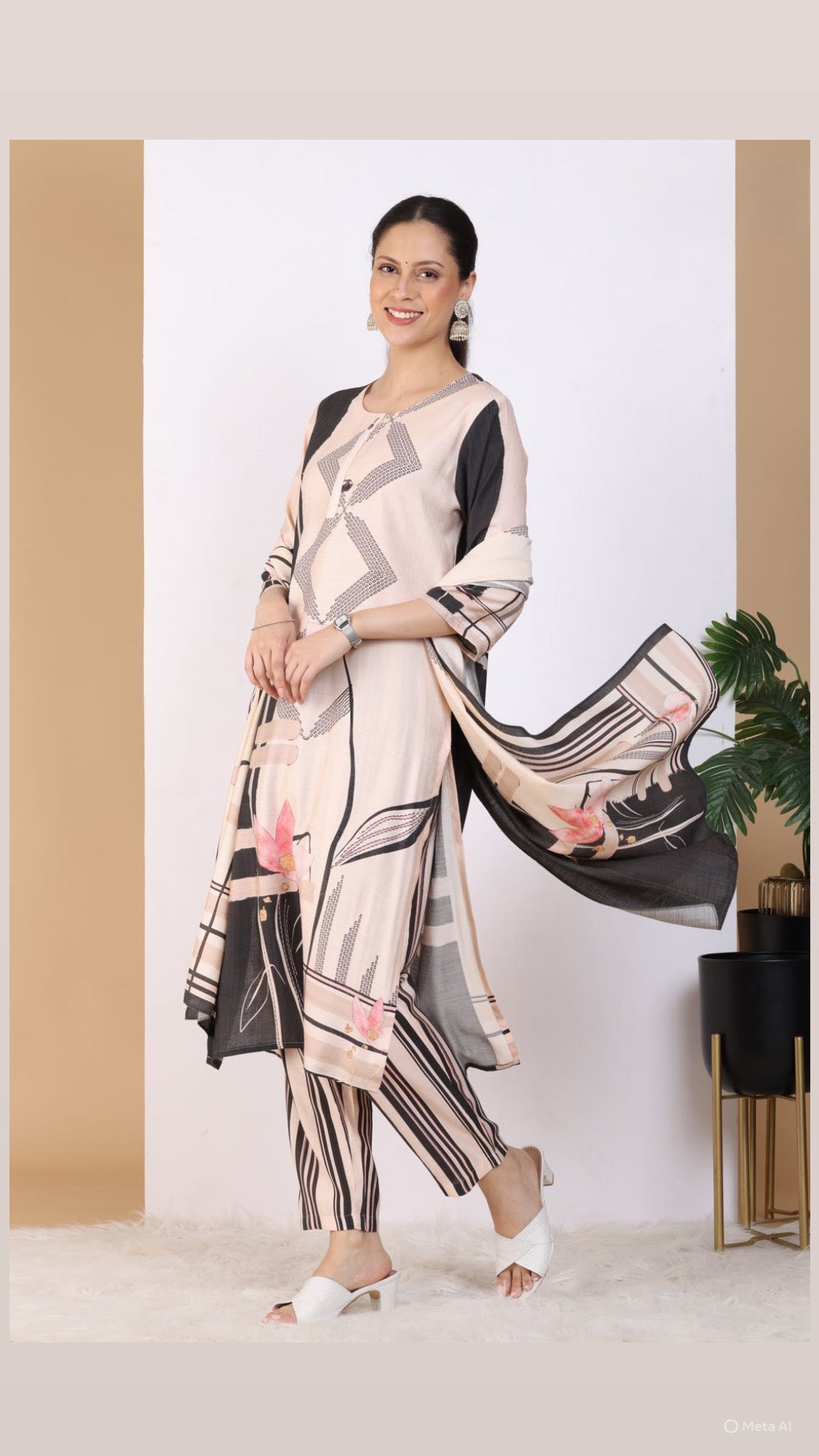 Blush Petals Pant Set with Dupatta