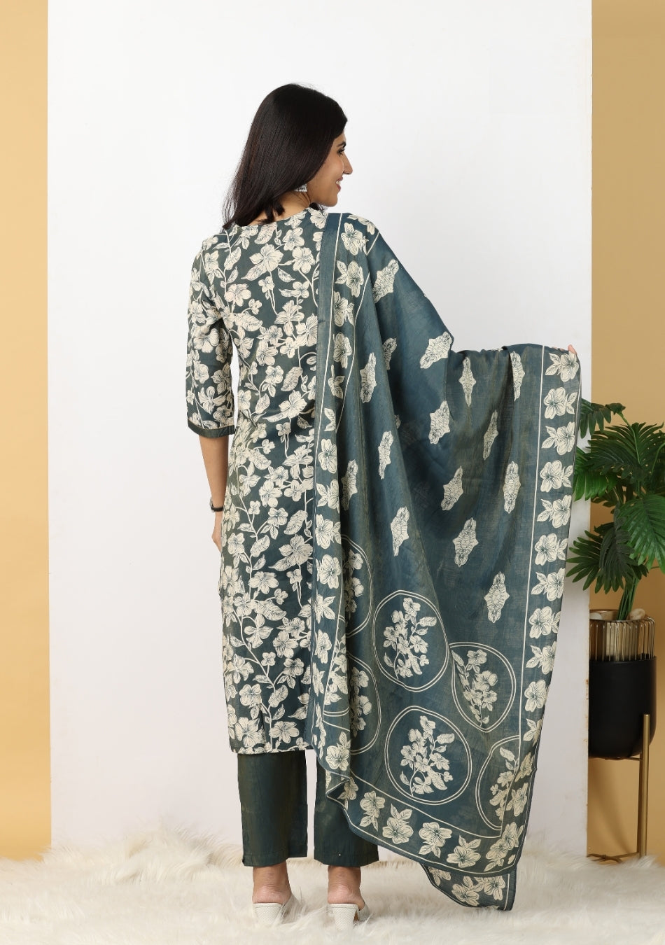 Teal Charm Pant Set with Dupatta
