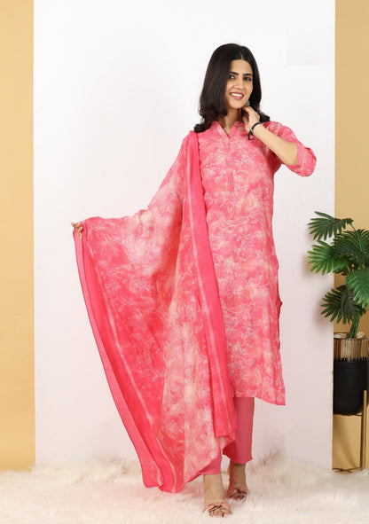 Pink Fusion Ensemble Pant Set with Dupatta