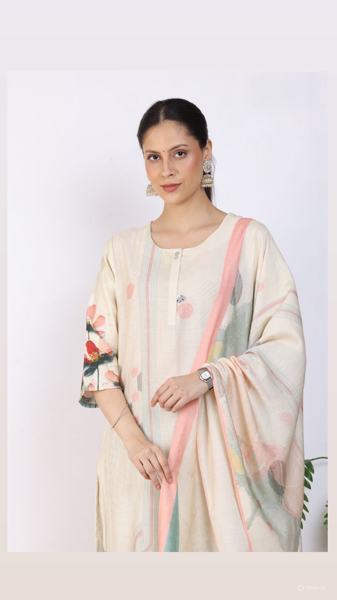 Pastel Bloom Pant Set with Dupatta