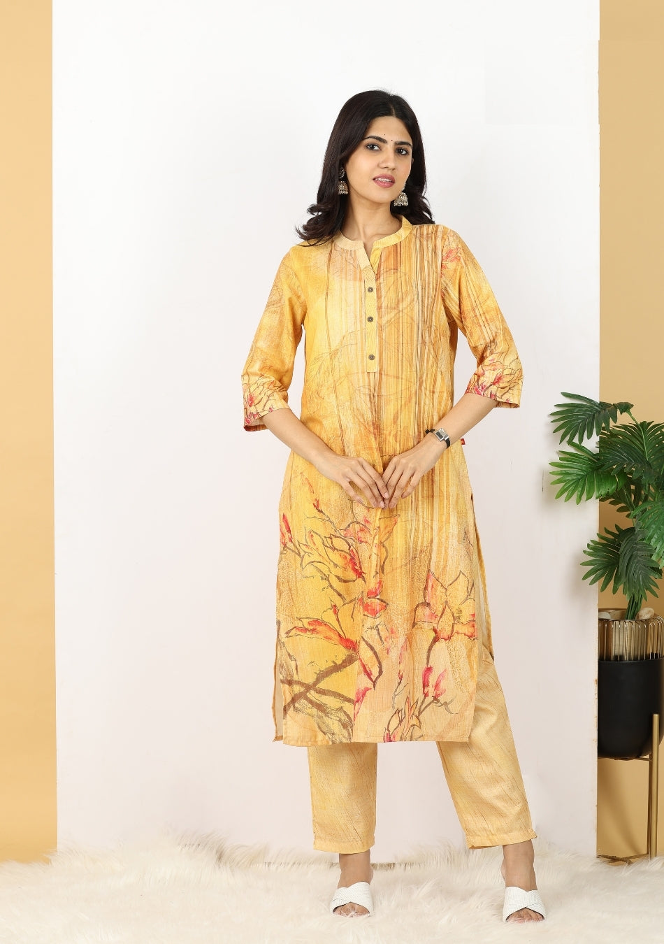 Golden Hues Ensemble Pant Set with Dupatta