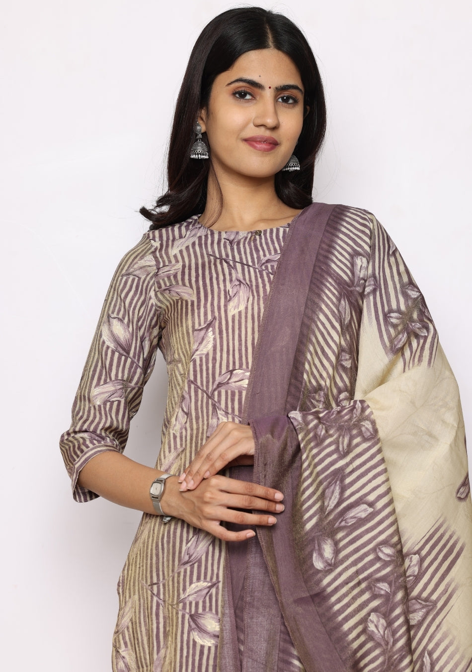 Lilac Leaf Pant Set with Dupatta