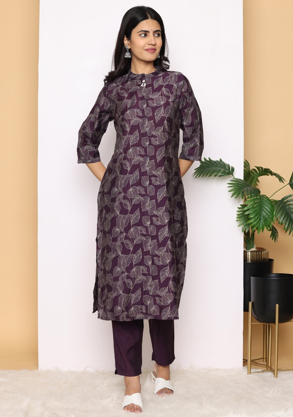Plum Grace Printed Pant Set with Dupatta