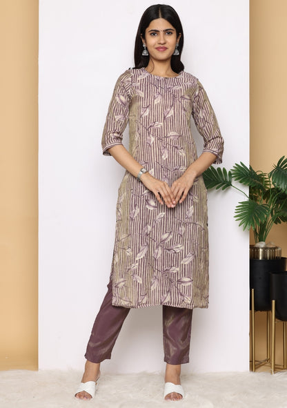 Lilac Leaf Pant Set with Dupatta
