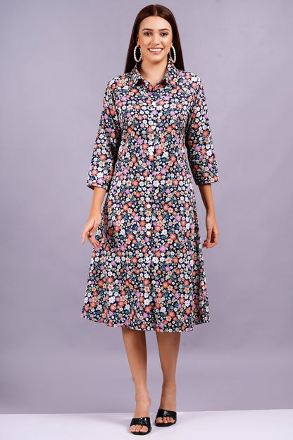 Floral Charm A-Line Dress