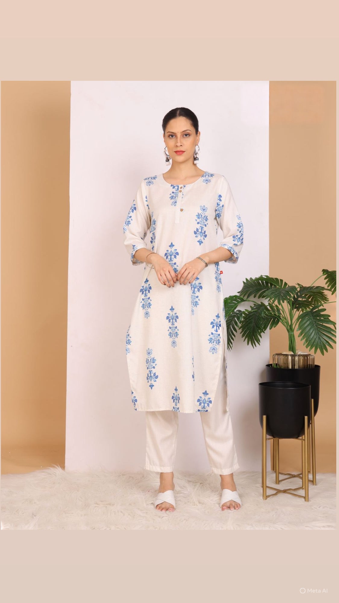 Blue Blossom Pant Set with Dupatta
