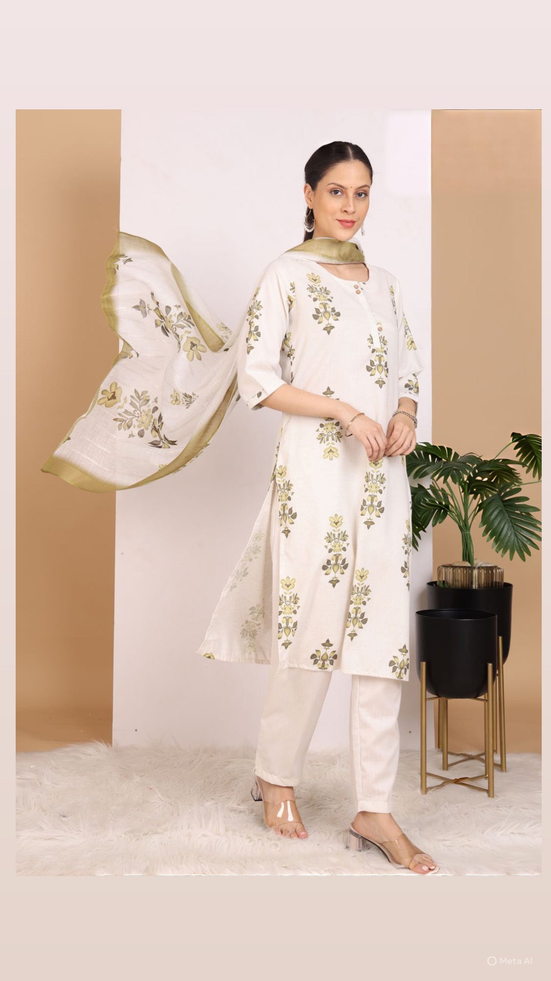 Fresh Floral Pant Set with Dupatta