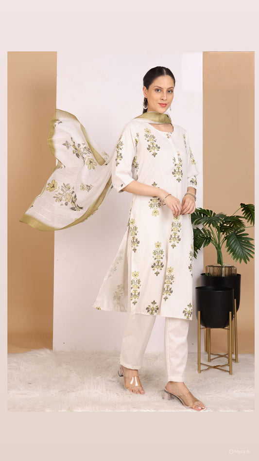 Fresh Floral Pant Set with Dupatta